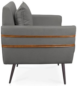Kit 02 Poltronas Mari Suede Pés Palito de Ferro Marrom D03 - D'Rossi - Grafite