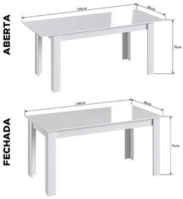 Mesa De Jantar Elástica Extensível Em Mdp 4 Pés - Branco