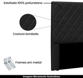 Cabeceira Decorativa 1,40M Baelon Pu Preto G63 - Gran Belo