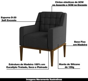 Kit 2 Poltronas Decorativas Sala de Estar Base Madeira Madonna PU Preto G52 - Gran Belo