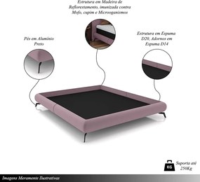 Cama de Casal Avulsa Bezos Madeira Imunizada Pés em Aço Revestimento Veludo Marrom G91 - Gran Belo