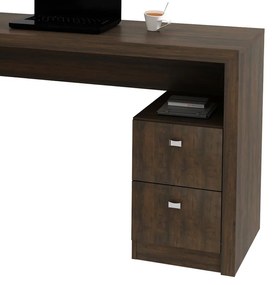 Escrivaninha Mesa Canto Escritório Office 2 Gavetas Rústico