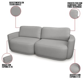 Sofá 2 Lugares Orgânico 214cm Modulado para Sala Brumma Bouclê  K01 - D'Rossi - Cinza