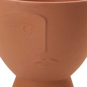 Cachepot Decorativo em Cerâmica Rosto Plantas Terracota 18 cm M02 - D'Rossi
