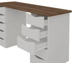 Mesa para Computador Escrivaninha Due Web Nogal/Branco - Artany