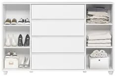 Cômoda Sapateira para Quarto 150cm 2 Portas 4 Gavetas Flex Eve A02 Bra
