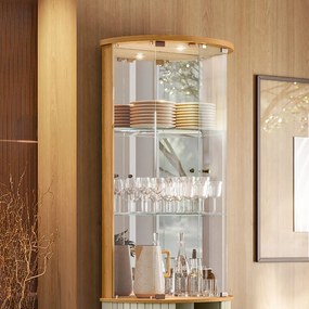 Cristaleira de Vidro com Led 67cm Sala de Jantar Ravion Cumaru/Opala M20 - D'Rossi