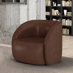 Poltrona Decorativa Sala de Estar Clarke PU Marrom Manchado G45 - Gran Belo