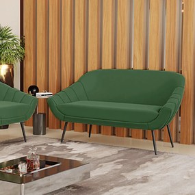Namoradeira 02 Lugares Giovana Suede Pés Palito de Ferro - D'Rossi - Verde