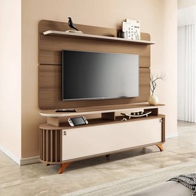 Rack para Sala Bancada de TV 70 Pol 181,5cm Riley Castanho/Off White H01 - D'Rossi