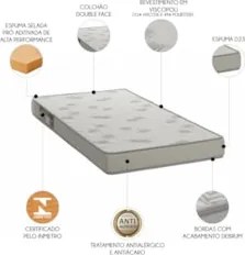 Colchão Solteiro Light Liso Espuma D23 Viscopoli 88x188x12cm - Ortobom