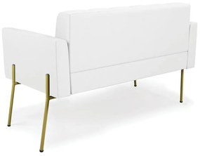 Sofá Namoradeira 2 Lugares Base Pé de Ferro Dourado Elisa Corino D03 - D'Rossi - Branco