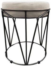 Puff Multiuso com Mesa Babu 2 em 1 Suede Bege Base Preto - D'Rossi