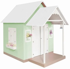 Casinha de Brinquedo Artesanal MDF com Telhado Branco/Verde L12 - Gran Belo