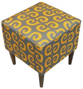 Puff Quadrado Milão Suprema em Suede com Pés Palito - Egípcia Laranja