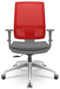 Cadeira Brizza Diretor Grafite Tela Vermelha Assento Poliester Cinza Base RelaxPlax Aluminio - 66053 Sun House