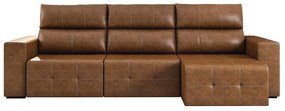Sofá Retrátil Reclinável 5 Lugares Sala de Estar 344cm Russo Couro Caramelo G52 - Gran Belo