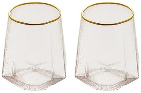 Jogo 2 Copos Baixos Cristal Taj Com Borda Dourada 550ml 28979 Wolff