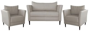 Conjunto Sofá 2 Lugares com 2 Poltronas Pés Palito Lubbock Couro Off White G58 - Gran Belo