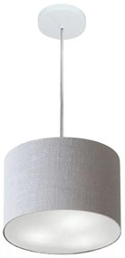 Lustre Pendente Cilíndrico Md-4209 Cúpula em Tecido 25x25cm Rustico Cinza - Bivolt