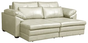 Sofá Decorativo Piece Bipartido Retrátil Sala de Estar 250cm Couro Tiza G58 - Gran Belo