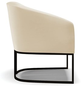 Poltrona Decorativa Industrial Preto Kit 2 Stella Sintético Bege D03 - D'Rossi