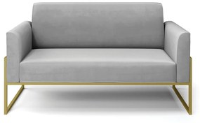 Sofá Namoradeira Base Industrial Alta Dourado Marisa Suede D03 - D'Rossi - Cinza