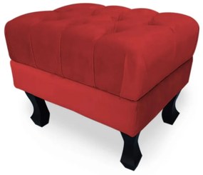 Puff Baú Decorativo Capitonê Luis XV 50x40cm Suede Vermelho - Sheep Estofados - Vermelho