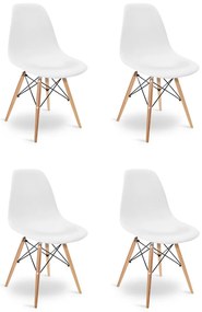 Cadeira Sala de Jantar kit4 Eiffel Eames Base Madeira Branco  R02 - D'Rossi