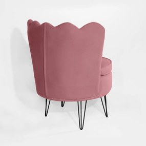 Poltrona Dália Pés Hairpin Legs Preto Veludo Rosê
