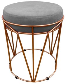 Puff Multiuso com Mesa Babu 2 em 1 Suede Grafite Base Cobre - D'Rossi