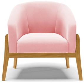 Poltrona Decorativa Base de Madeira kit 2 Stella Suede D03 - D'Rossi - Rosa Bebê