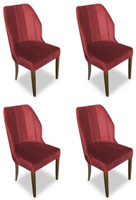 Kit 4 Cadeiras De Jantar Safira Suede Vermelho