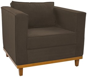 Poltrona Decorativa Europa Suede Marrom ADJ Decor