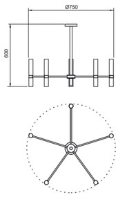 Pendente Século Ø75X60Cm 5Xmr11 Por Waldir Junior - Usina 51090/5 (MR-T - Marrom Texturizado)