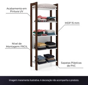 Estante 5 Prateleiras Escritório Sala de Estar Home Ofice AZ1005 MDP Branco/Nogal G69 - Gran Belo