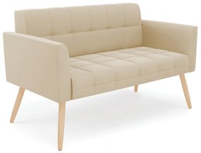 Sofá Namoradeira Elisa Suede Pés Palito Natural - D'Rossi - Bege
