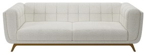 Sofá Decorativo Sala de Estar 240cm Rocket 3 Lugares Base Madeira Boucle Branco G45 - Gran Belo