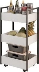 Carrinho Organizador Fruteira 3 Prateleiras Industrial Liss Z34 Branco