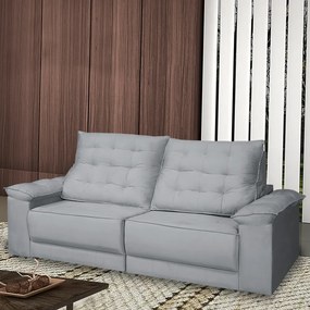 Sofá Retrátil e Reclinável Living Maittê 2,50m Veludo Cinza