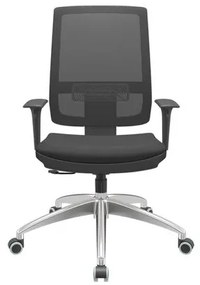 Cadeira Office Brizza Tela Preta Assento Aero Preto RelaxPlax Base Aluminio 120cm - 63815 Sun House