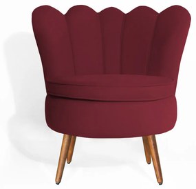 Poltrona Decorativa Dália Pés Palito Veludo Bordô