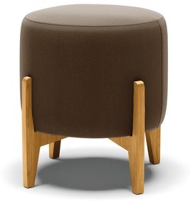 Poltrona com Puff Base de Madeira Stella Suede Marrom D03 - D'Rossi