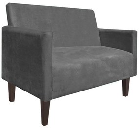 Namoradeira Jade 02 Lugares Suede Grafite Pés Chanfrado Tabaco - D'Rossi