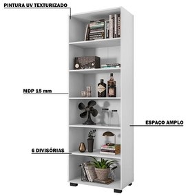 Estante de Livros para Escritório Home Office Alf Branco Texturizado G47 - Gran Belo