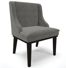 Cadeira Decorativa Sala de Jantar Base Fixa de Madeira Firenze Suede Grafite/Preto G19 - Gran Belo