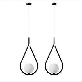 Kit 02 Pendente Gota Globo Ø12Cm C/ Rosca Alumínio 1Xg9 - Qimporta Kit... (PRETO, FOSCO)