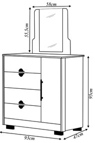 Cômoda Sapateira Flex Vollard 4 Gavetas 1 Espelho 1 Porta e Prateleira Branco/Terracota G98 - Gran Beloo