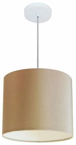 Lustre Pendente Cilíndrico Md-4143 Cúpula em Tecido 35x25cm Palha - Bivolt