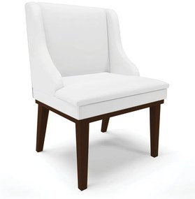Cadeira de Jantar Liz Corino Base Fixa Madeira Tabaco D03 - D'Rossi - Branco
